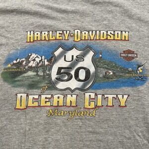 Harley Davidson Motorcycles T-Shirt Men's Large Gray Ocean City Maryland US 50